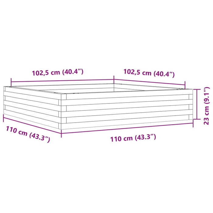 Fioriera da Giardino 110x110x23 cm Legno Massello di Douglas 847216