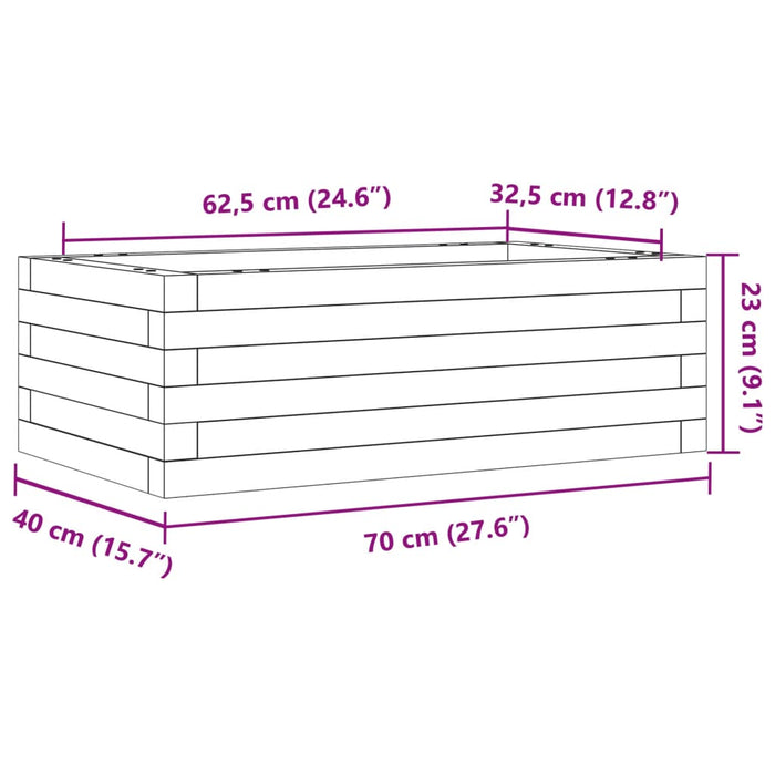 Fioriera da Giardino 70x40x23 cm in Legno Massello di Pino 847218