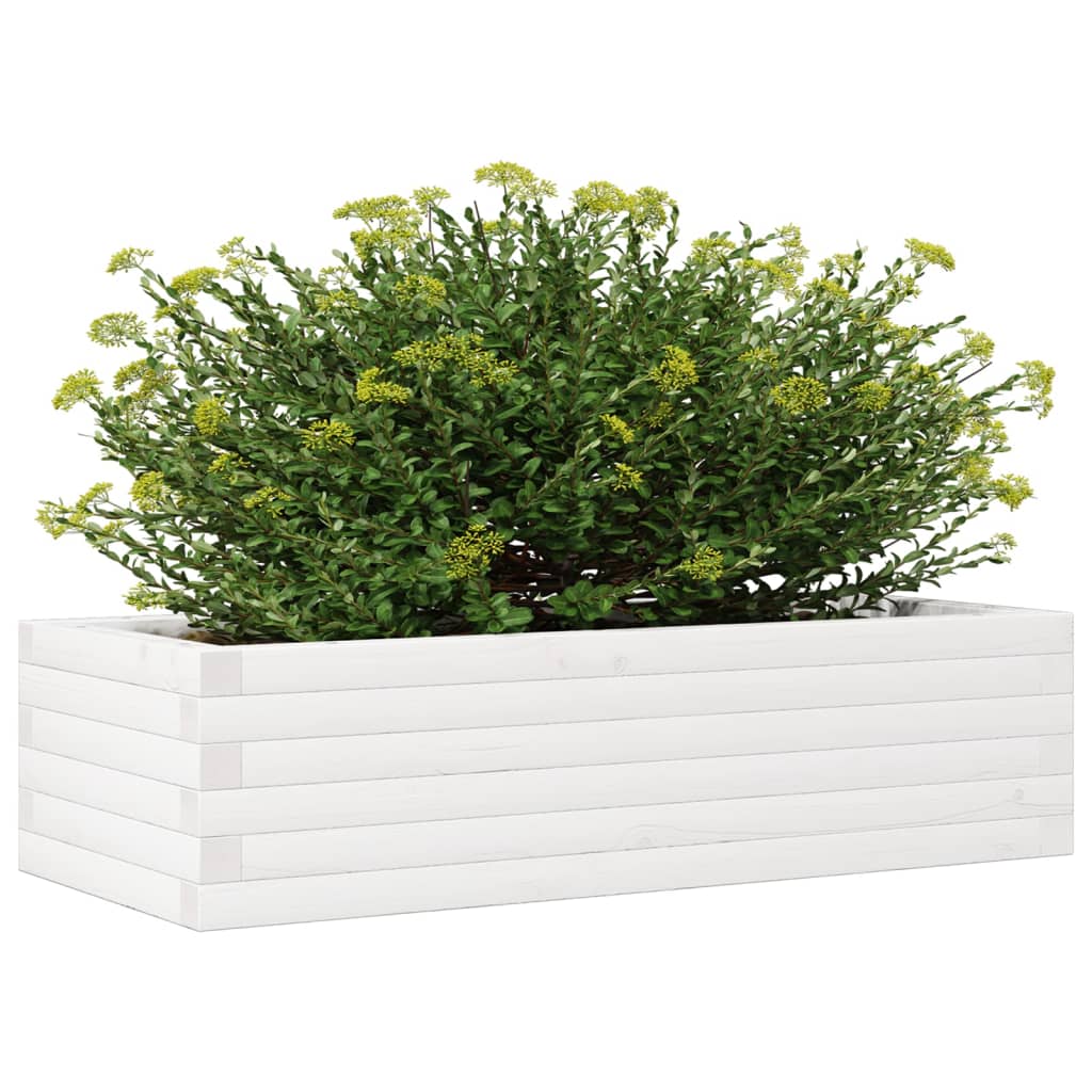 Fioriera da Giardino Bianca 90x40x23 cm Legno Massello di Pino 847224