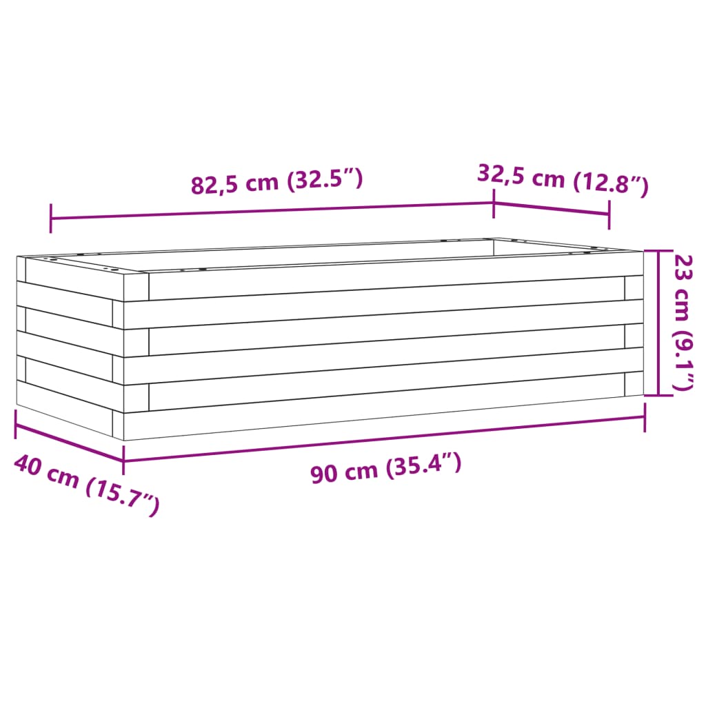 Fioriera da Giardino Bianca 90x40x23 cm Legno Massello di Pino 847224