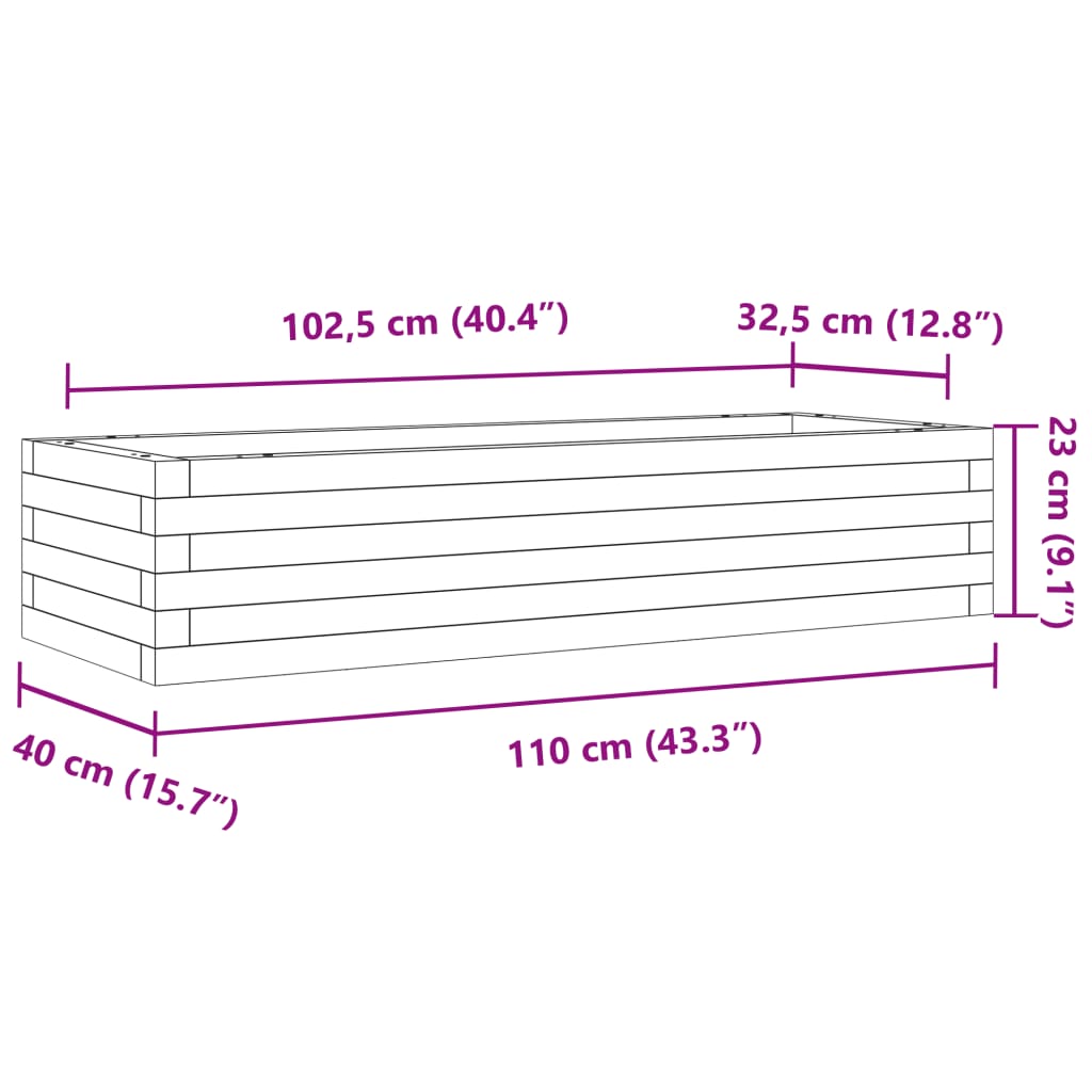 Fioriera Giardino Marrone Cera 110x40x23 cm Legno Massello Pino 847230