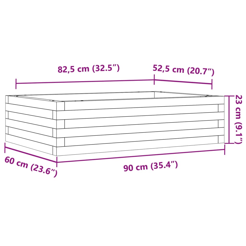 Fioriera da Giardino 90x60x23 cm in Legno Massello di Pino 847233