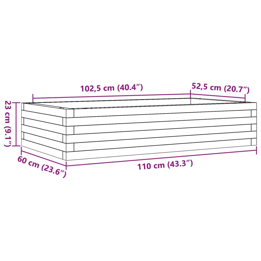 Fioriera da Giardino Bianca 110x60x23 cm Legno Massello Pino 847239