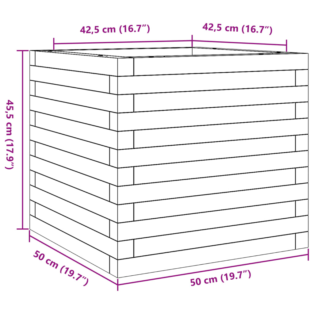 Fioriera da Giardino Bianca 50x50x45,5cm Legno Massello di Pino 847244