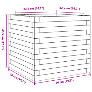 Fioriera da Giardino Bianca 50x50x45,5cm Legno Massello di Pino 847244