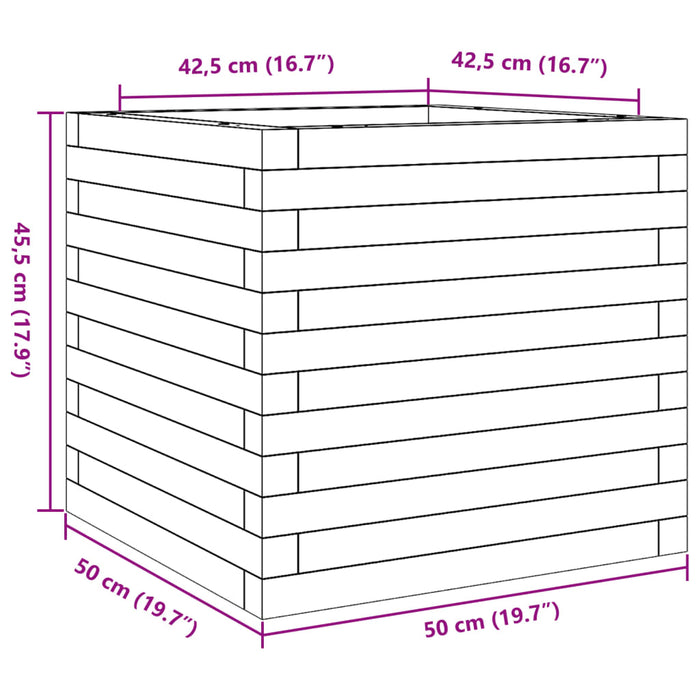 Fioriera da Giardino Bianca 50x50x45,5cm Legno Massello di Pino 847244