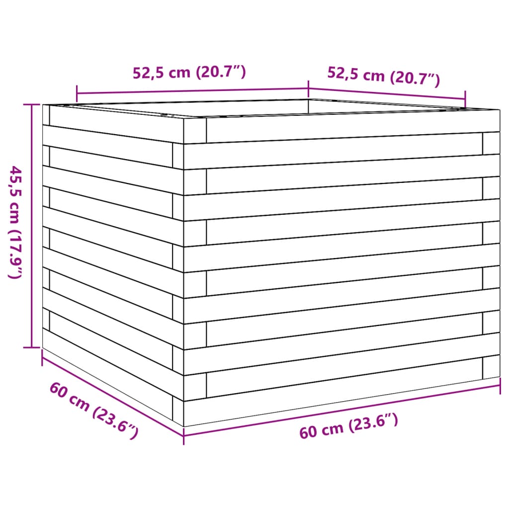 Fioriera da Giardino 60x60x45,5 cm in Legno Massello di Douglas 847251