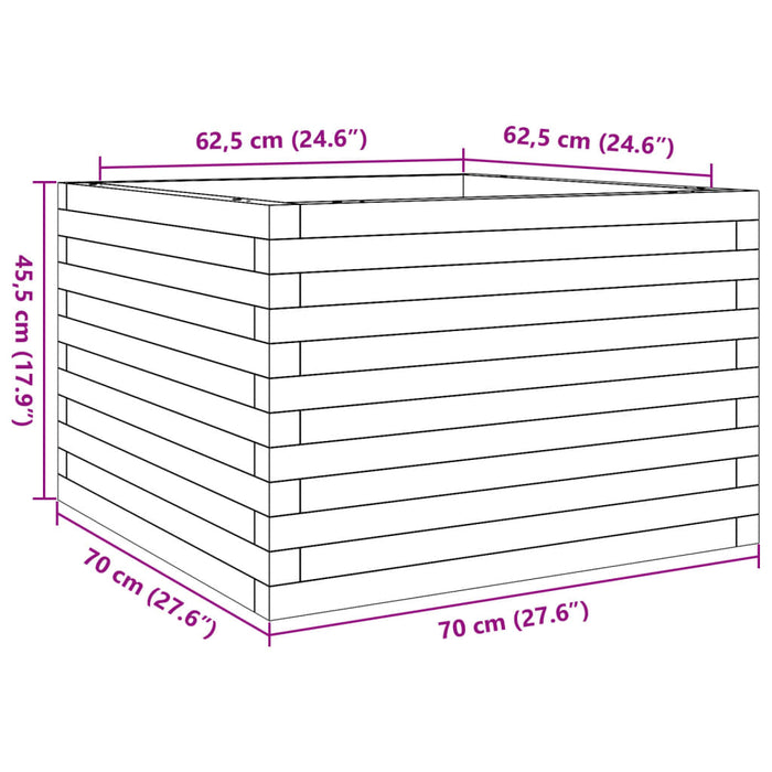 Fioriera da Giardino 70x70x45,5 cm in Legno Massello di Pino 847253