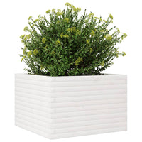 Fioriera da Giardino Bianca 70x70x45,5cm Legno Massello di Pino 847254