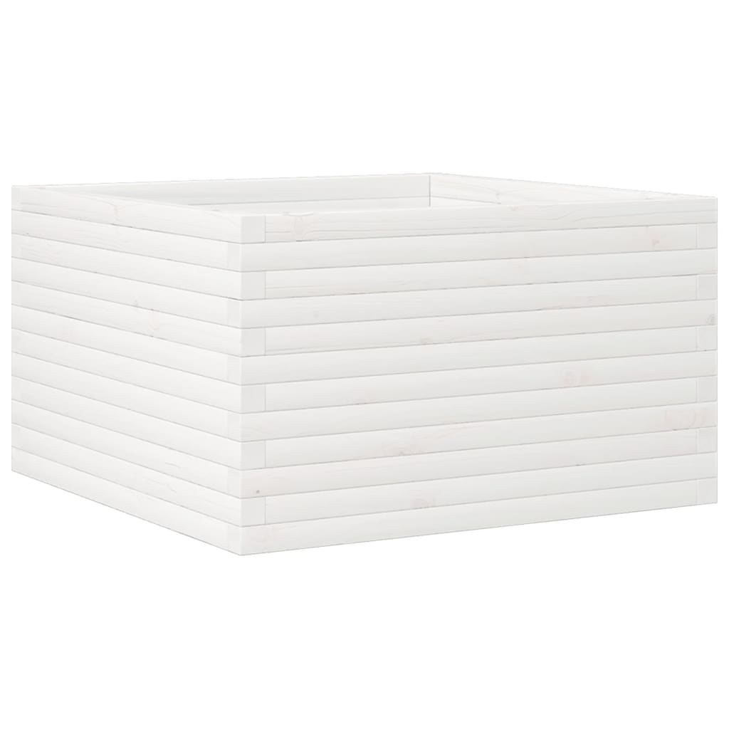 Fioriera da Giardino Bianca 80x80x45,5cm Legno Massello di Pino 847259