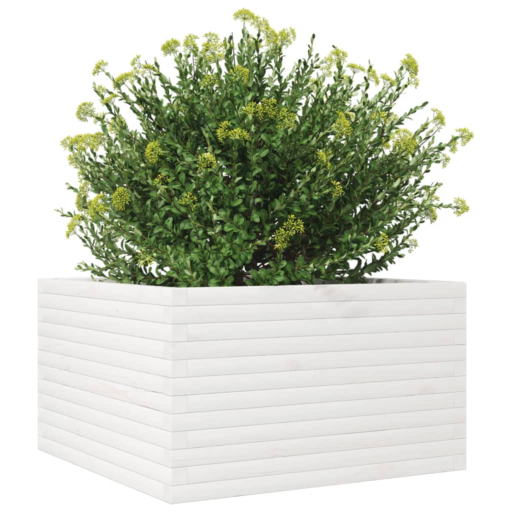 Fioriera da Giardino Bianca 80x80x45,5cm Legno Massello di Pino 847259