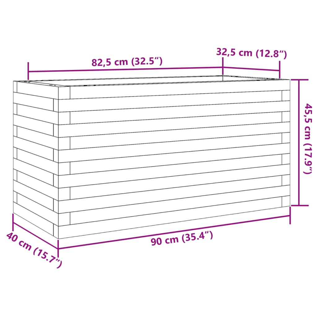 Fioriera da Giardino Bianca 90x40x45,5cm Legno Massello di Pino 847269