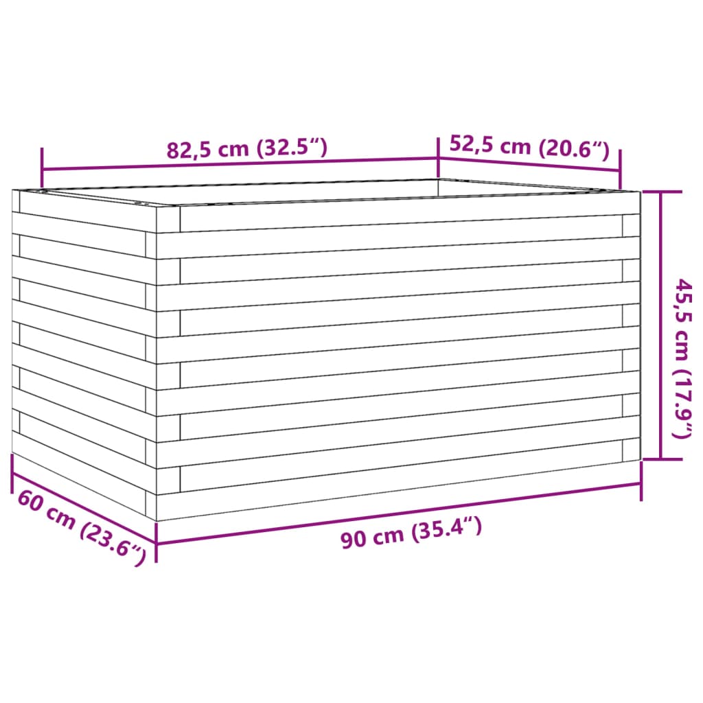 Fioriera da Giardino Bianca 90x60x45,5cm Legno Massello di Pino 847279