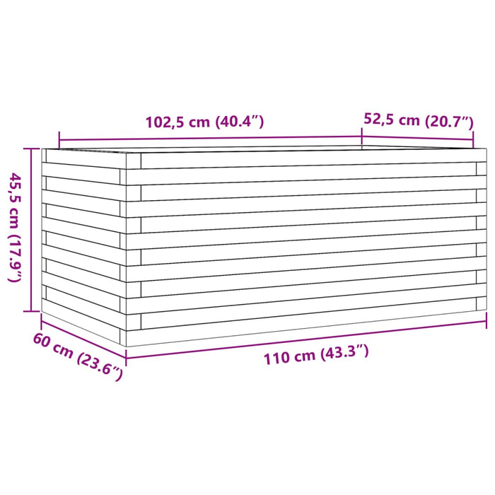 Fioriera da Giardino 110x60x45,5 cm in Legno Massello di Pino 847285