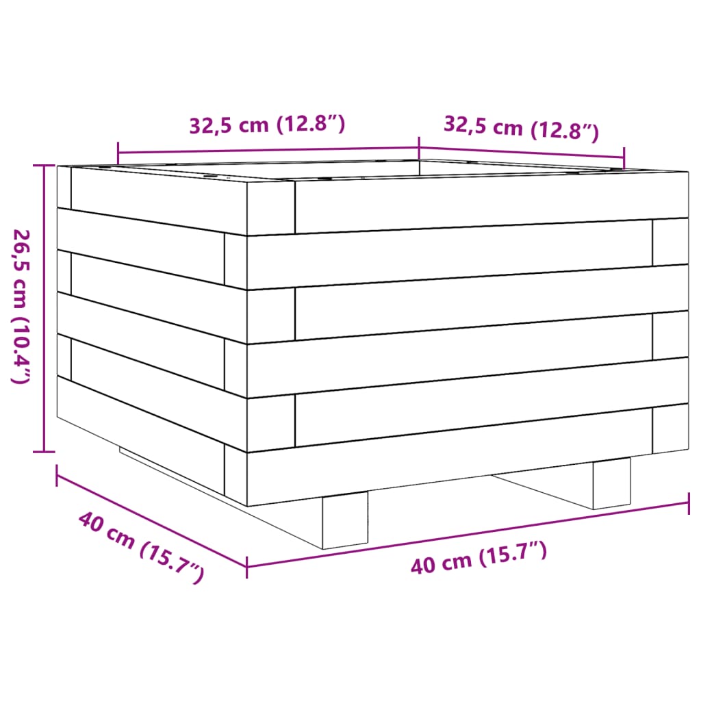 Fioriera da Giardino 40x40x26,5 cm in Legno Massello di Pino 847288