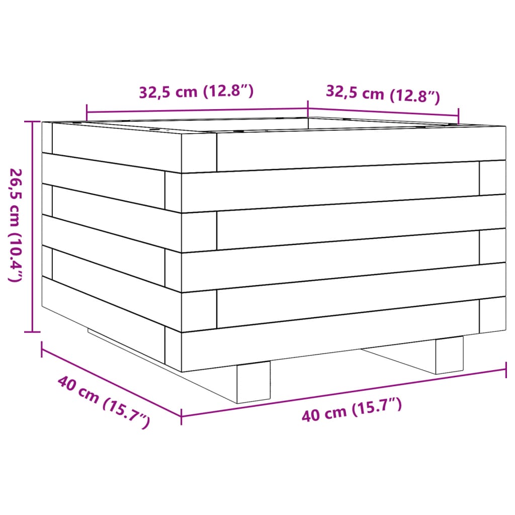 Fioriera Giardino Marrone Cera 40x40x26,5cm Legno Massello Pino 847290