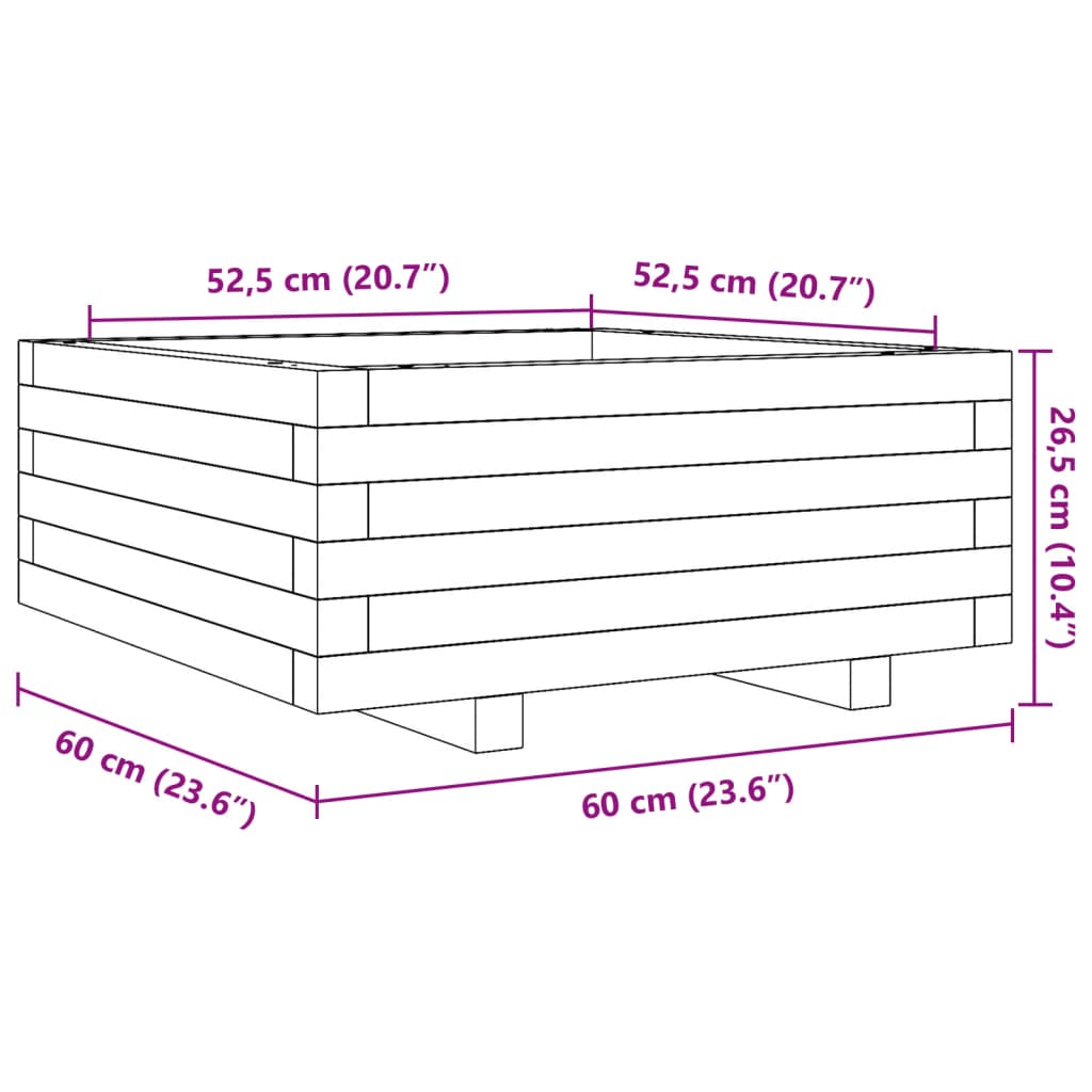 Fioriera da Giardino 60x60x26,5 cm in Legno Massello di Douglas 847301