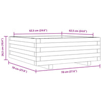 Fioriera da Giardino 70x70x26,5 cm in Legno Massello di Pino 847303