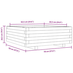 Fioriera da Giardino 70x70x26,5 cm in Legno Massello di Pino 847303