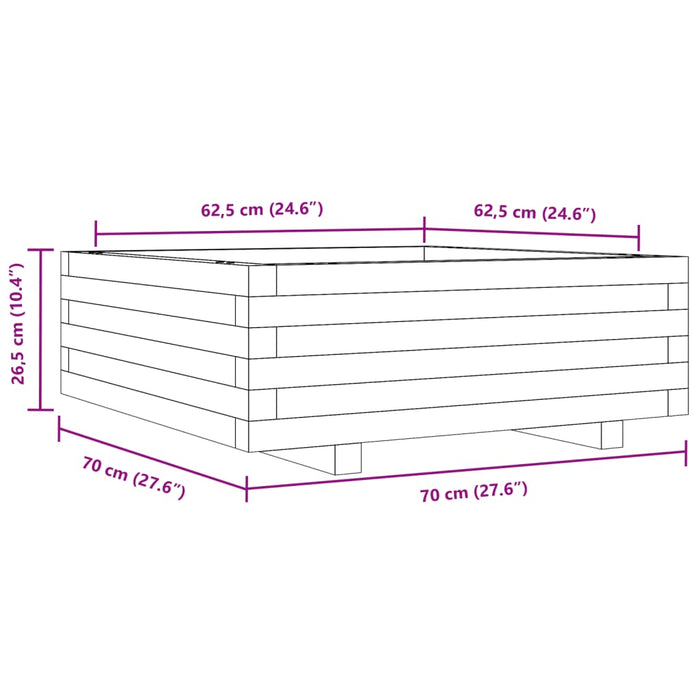 Fioriera da Giardino 70x70x26,5 cm in Legno di Pino Impregnato 847307