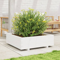 Fioriera da Giardino Bianca 80x80x26,5cm Legno Massello di Pino 847309