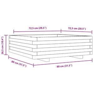 Fioriera da Giardino Bianca 80x80x26,5cm Legno Massello di Pino 847309