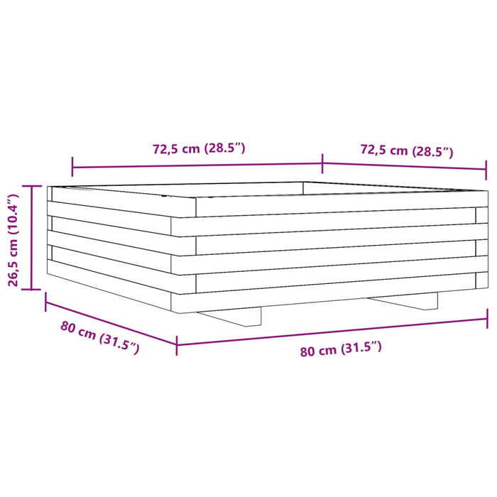 Fioriera Giardino Marrone Cera 80x80x26,5cm Legno Massello Pino 847310