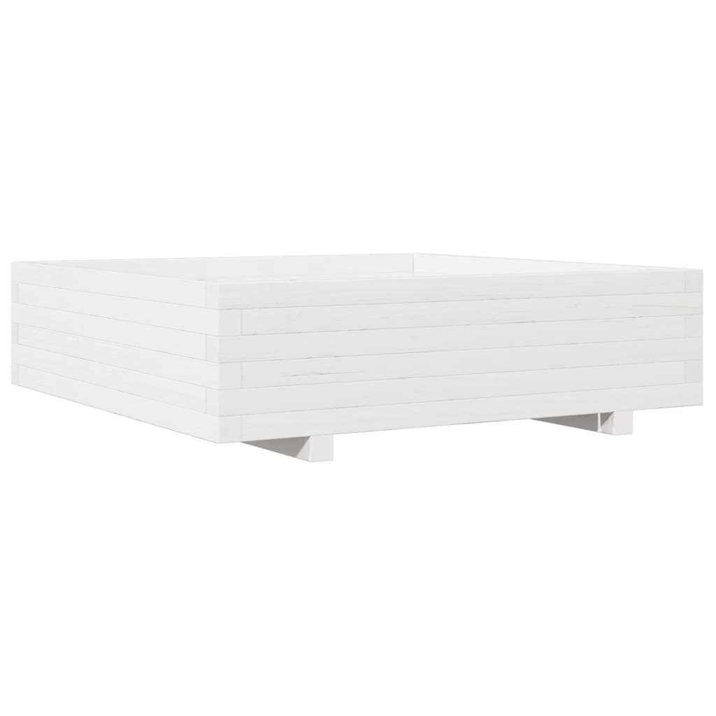 Fioriera da Giardino Bianca 90x90x26,5cm Legno Massello di Pino 847314