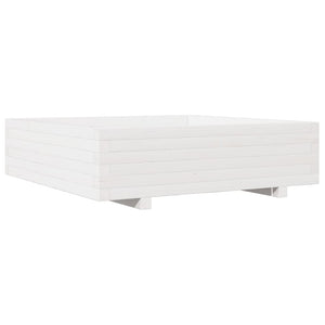 Fioriera da Giardino Bianca 90x90x26,5cm Legno Massello di Pino 847314