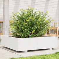 Fioriera da Giardino Bianca 90x90x26,5cm Legno Massello di Pino 847314