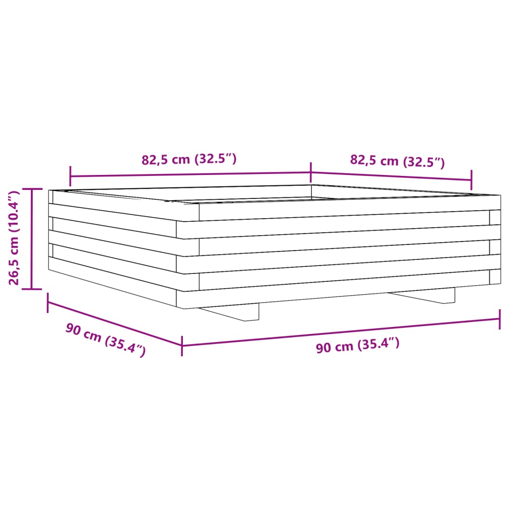 Fioriera da Giardino 90x90x26,5 cm in Legno Massello di Douglas 847316