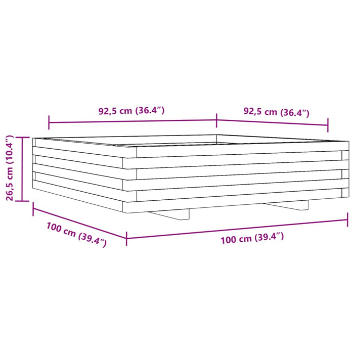 Fioriera da Giardino 100x100x26,5 cm in Legno Massello di Pino 847318