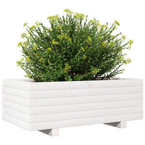 Fioriera da Giardino Bianca 70x40x26,5cm Legno Massello di Pino 847329