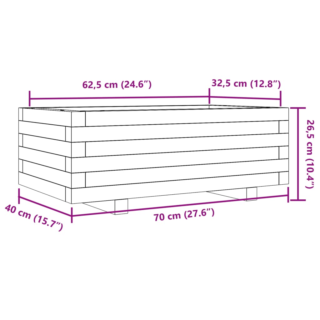 Fioriera da Giardino Bianca 70x40x26,5cm Legno Massello di Pino 847329