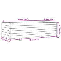 Fioriera da Giardino 90x40x26,5 cm in Legno Massello di Pino 847333