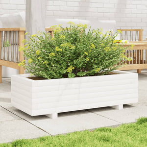 Fioriera da Giardino Bianca 90x40x26,5cm Legno Massello di Pino 847334