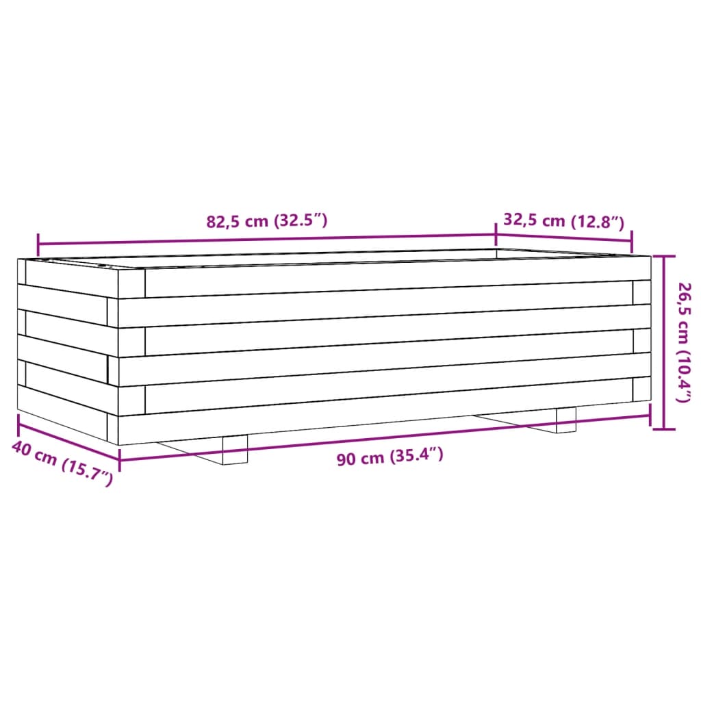 Fioriera da Giardino Bianca 90x40x26,5cm Legno Massello di Pino 847334