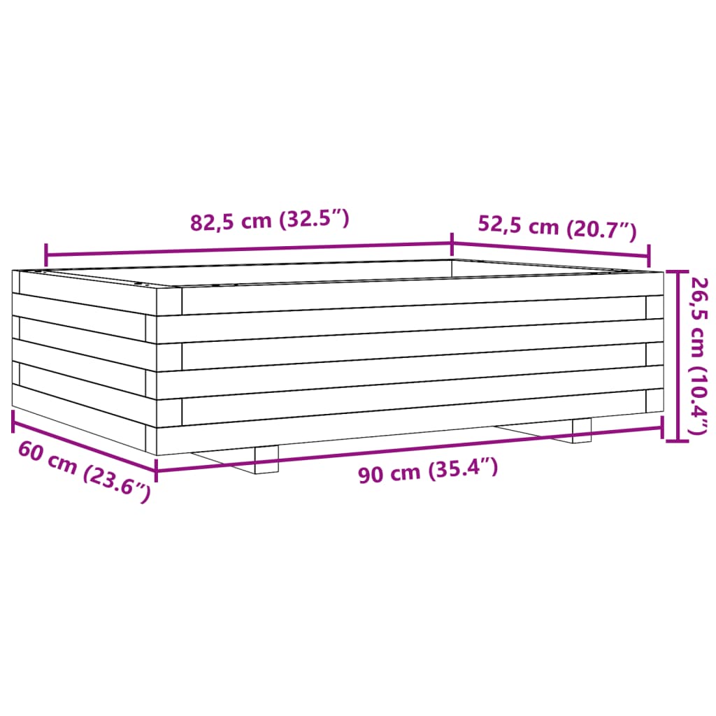 Fioriera da Giardino 90x60x26,5 cm in Legno Massello di Pino 847343