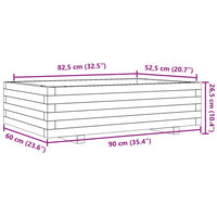 Fioriera da Giardino Bianca 90x60x26,5cm Legno Massello di Pino 847344