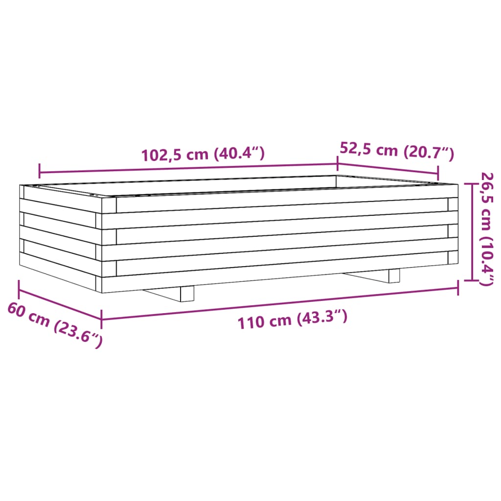 Fioriera da Giardino 110x60x26,5 cm in Legno di Pino Impregnato 847352