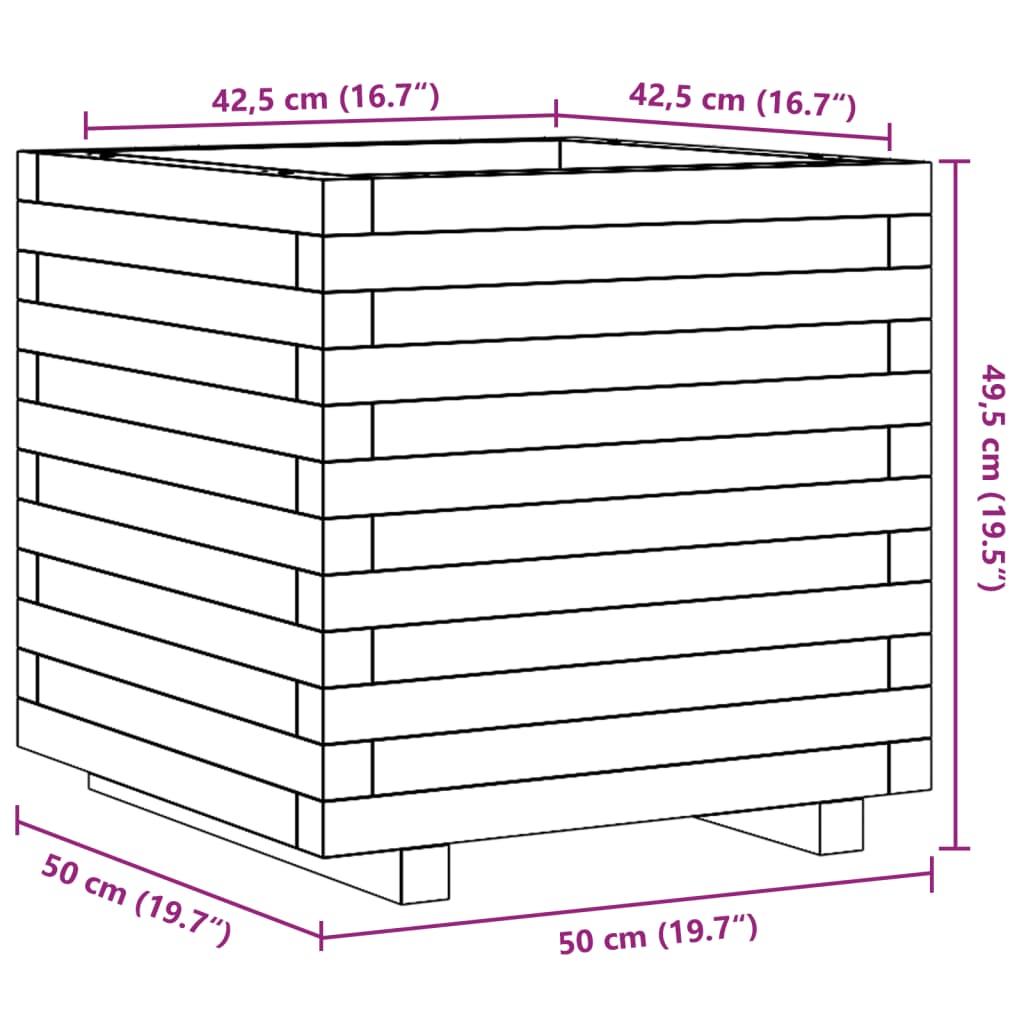 Fioriera da Giardino 50x50x49,5 cm in Legno Massello di Douglas 847356