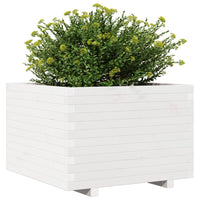 Fioriera da Giardino Bianca 70x70x49,5cm Legno Massello di Pino 847364