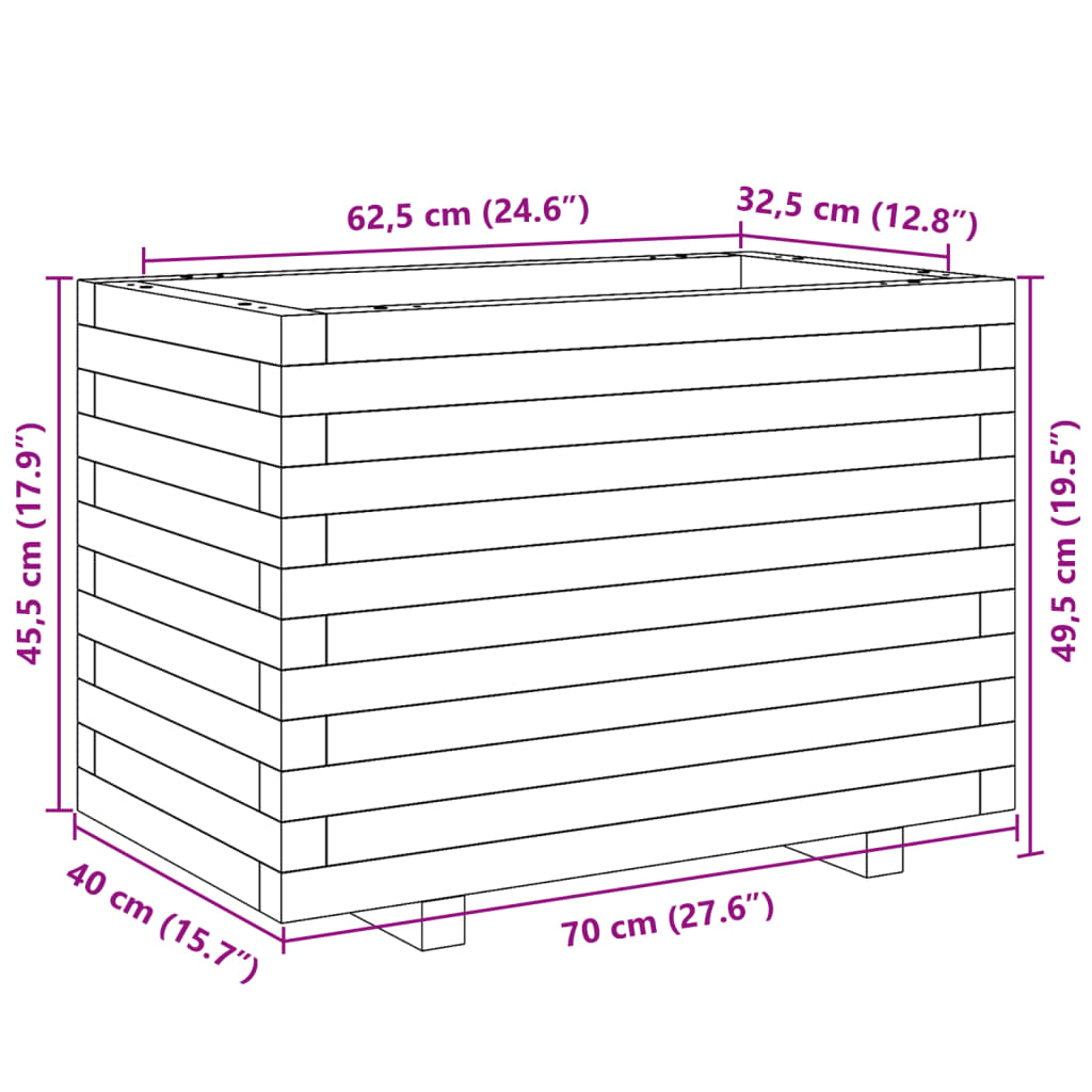 Fioriera da Giardino 70x40x49,5 cm in Legno Massello di Pino 847368