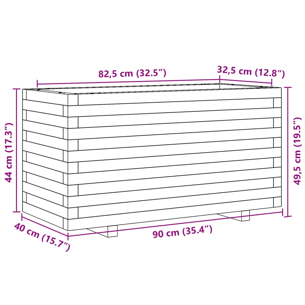 Fioriera da Giardino 90x40x49,5 cm in Legno Massello di Pino 847373