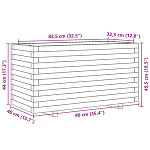 Fioriera da Giardino Bianca 90x40x49,5cm Legno Massello di Pino 847374