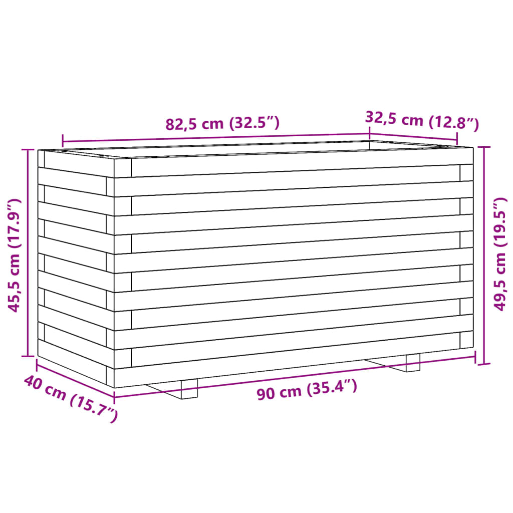 Fioriera Giardino Marrone Cera 90x40x49,5cm Legno Massello Pino 847375