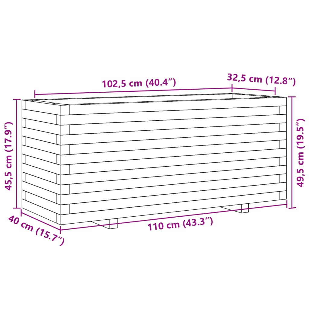 Fioriera Giardino Marrone Cera 110x40x49,5 Legno Massello Pino 847380