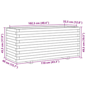 Fioriera Giardino Marrone Cera 110x40x49,5 Legno Massello Pino 847380