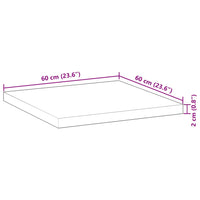 Piano Tavolo Quadrato 60x60x2 cm in Legno Massello di Acacia 4008708