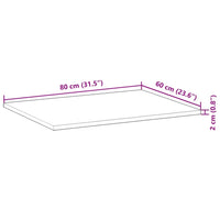 Piano Tavolo Rettangolare 80x60x2cm in Legno Massello di Acacia 4008756